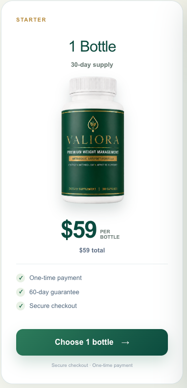 Valiora 1 bottle package