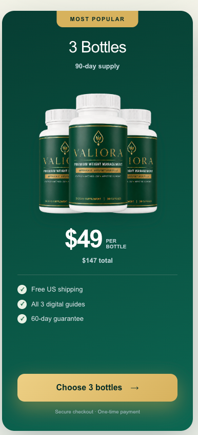 Valiora 3 bottle most popular package