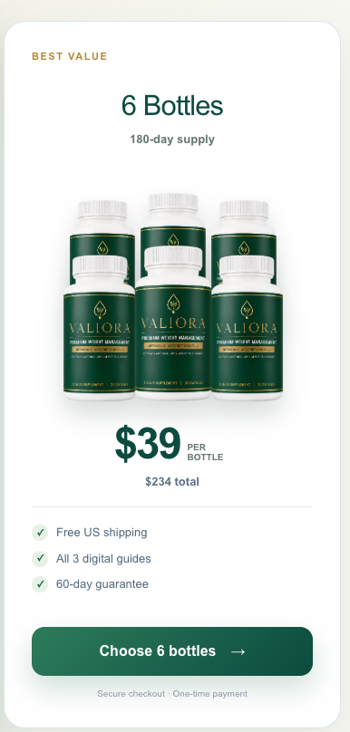 Valiora 6 bottle best value package