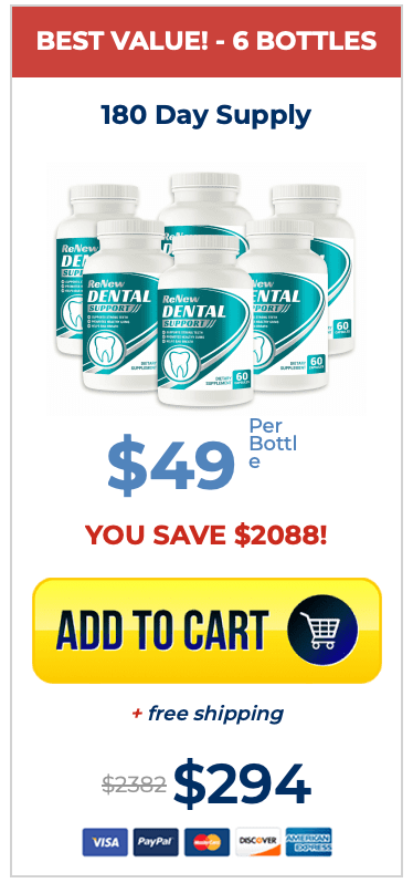 Renew Dental six bottle 180 day best value package for 294 dollars